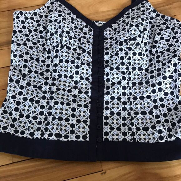 Cote Femme navy/white/blue print top, sz 10 - Picture 3 of 7